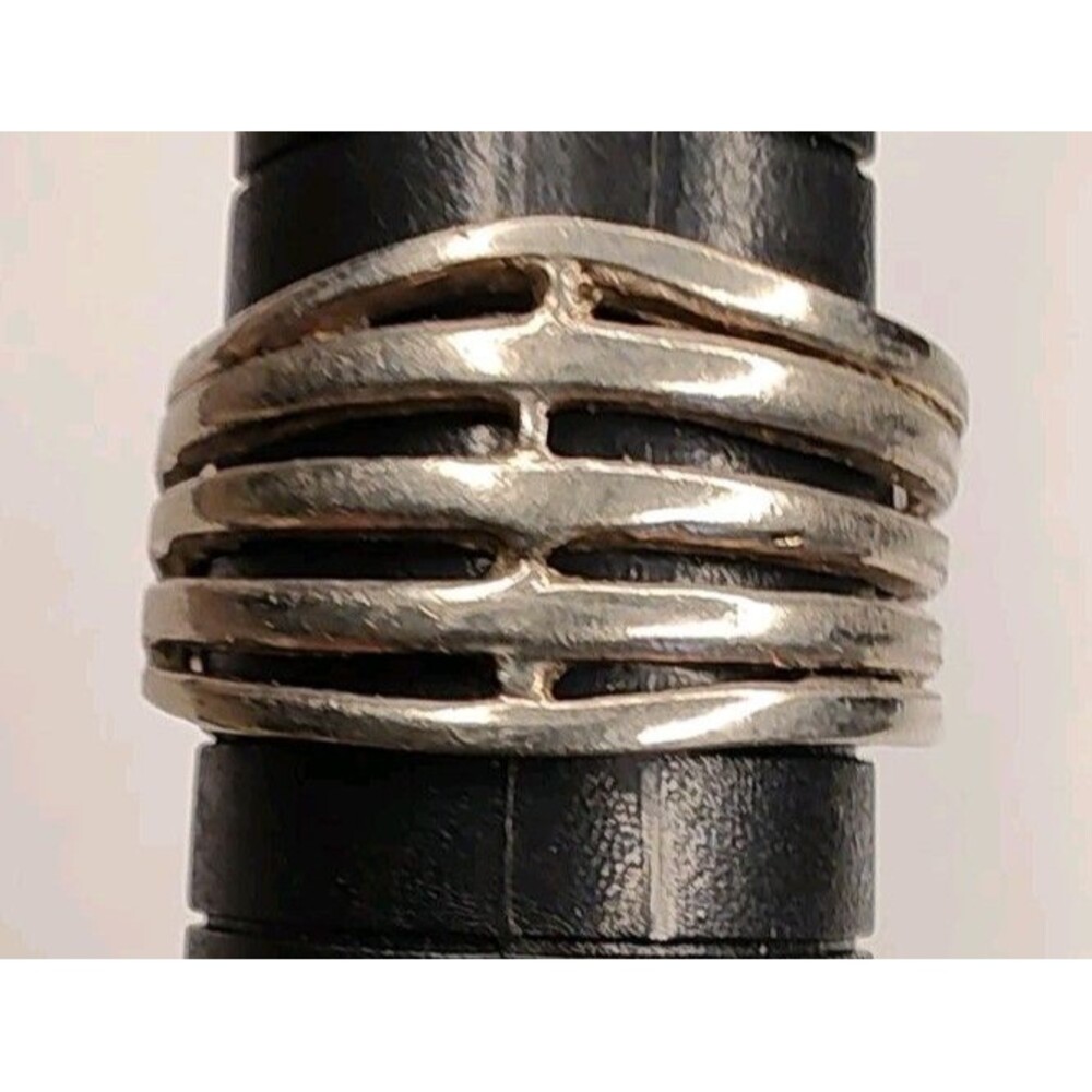 Vintage Estate 925 Sterling Silver Modernist Ring Brutalist Steampunk Whimsical
